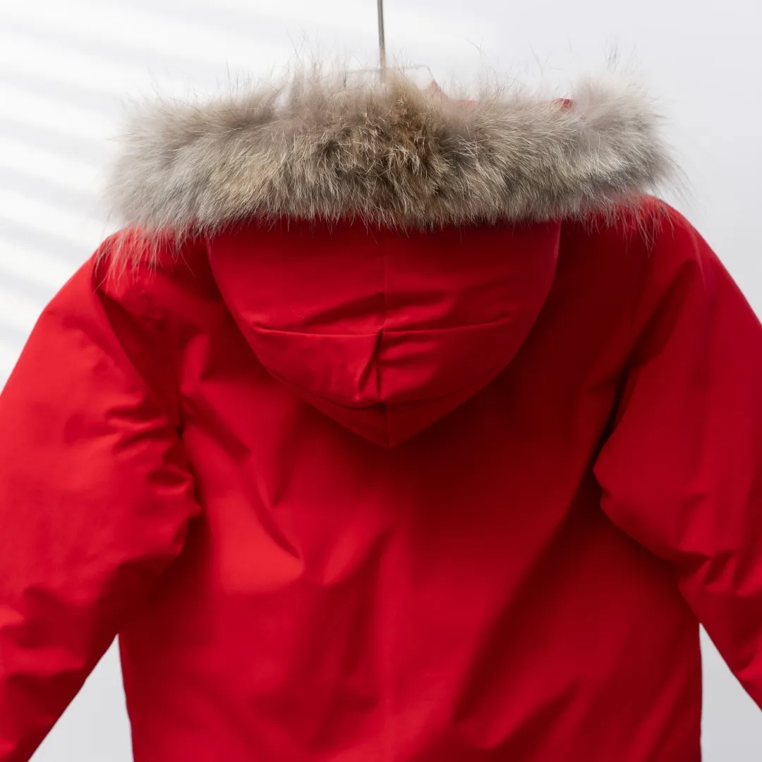 P660 CANADA GOOSE丨Canada Goose C08 children's clothing, children's hooded down jacket Color: Chinese Red Size: 110-160